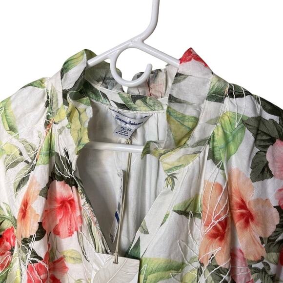 NWT Tommy Bahama Daybreak Hibiscus Linen and Cotton Floral Midi Dress Size XL - Picture 11 of 14